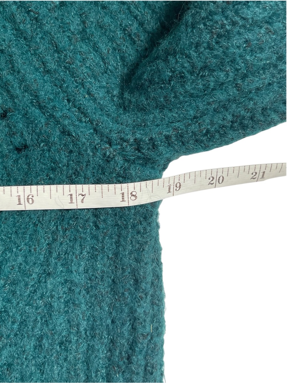 Textured Knit V-Neck Cardigan Wool Blend Deep Green LOFT Small Preppy * - Picture 4 of 9